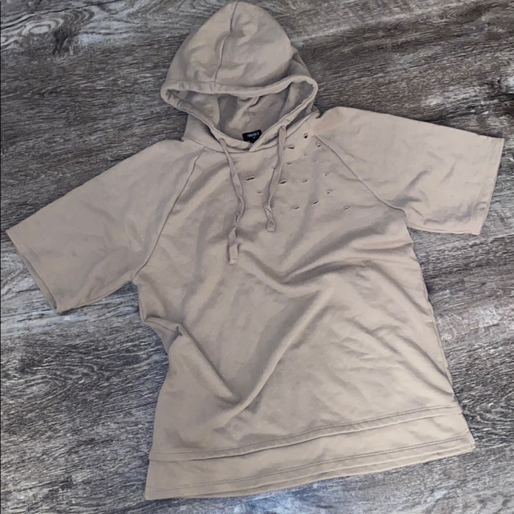 Forever 21 Distressed Short sleeve hoodie